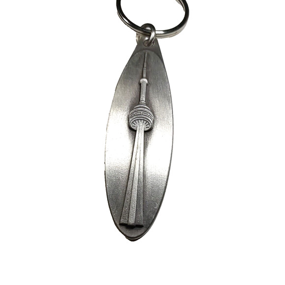 CN Tower Canadas Wonder Of The World Silver Tone Keychain - Picture 4 of 5